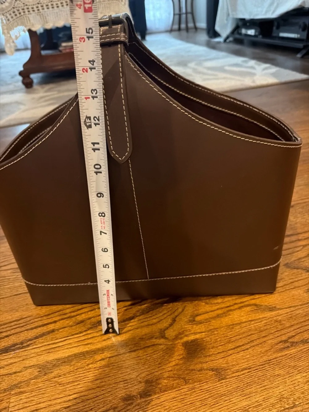 Crate and Barrel Brown Leather Magazine Holder, excellent condition